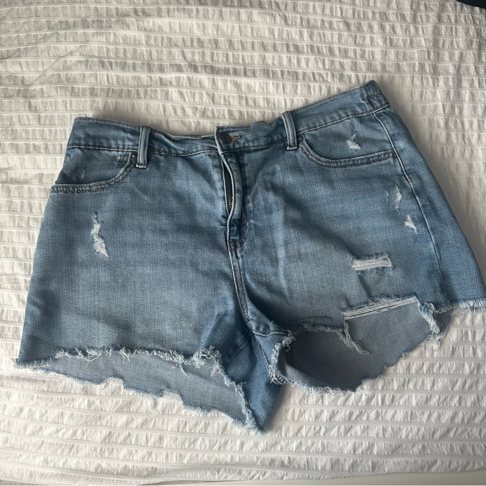 Aerie Blue Jean Shorts Distressed Cut-Offs